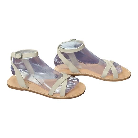 Madewell Boardwalk‎ Tan Leather Ankle Strap Flat Strappy Sandads Women's 7.5 US - Picture 2 of 10